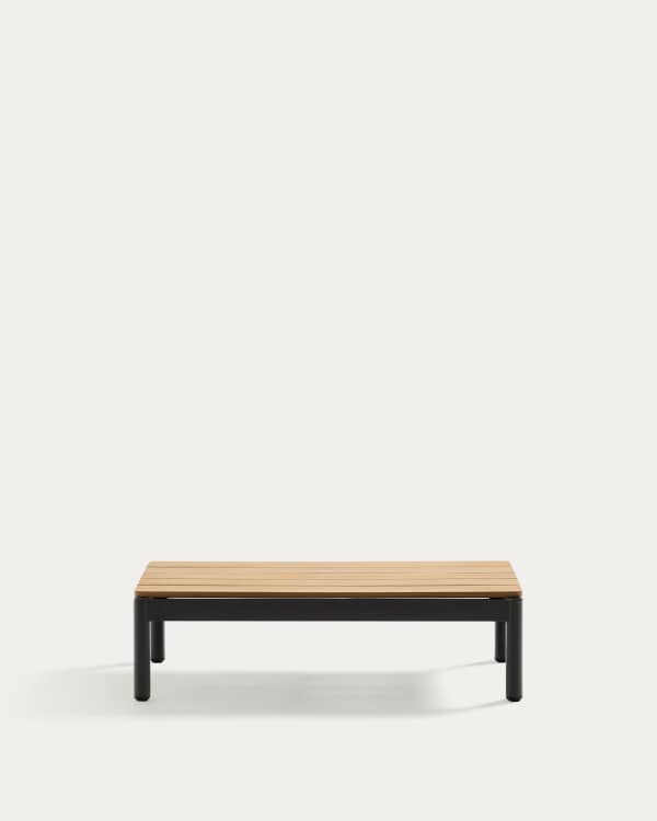 Sorells coffee table in gray aluminum and teak wood 52,4 x 91 cm FSC 100%