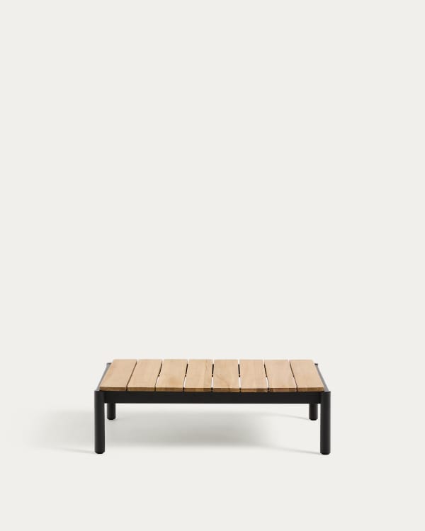 Sorells coffee table in gray aluminum and teak wood 89 x 91 cm FSC 100%