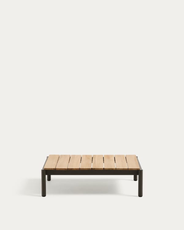 Sorells coffee table in green aluminum and teak wood 89 x 91 cm FSC 100%