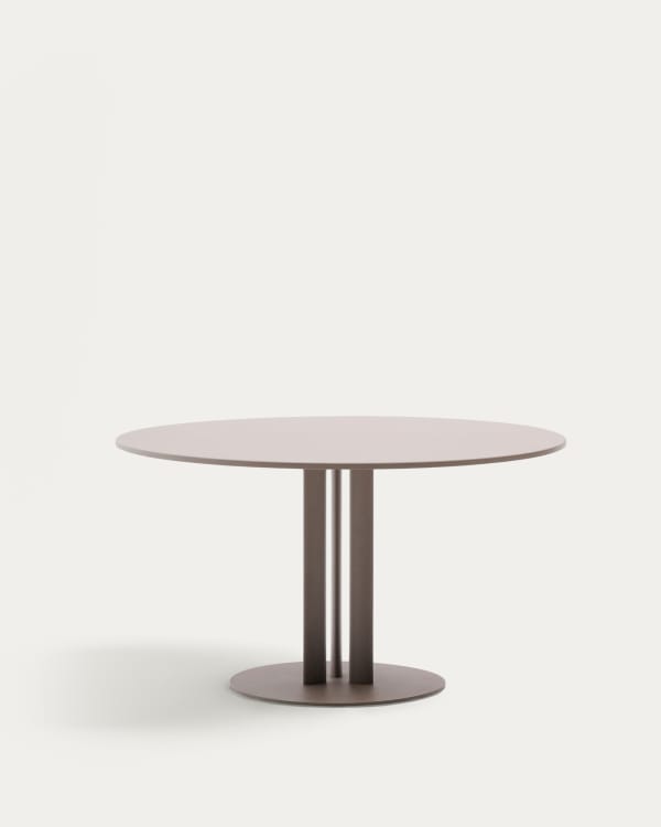 Table ronde d’extérieur Sedalis en acier avec plateau en aluminium taupe Ø 120 cm