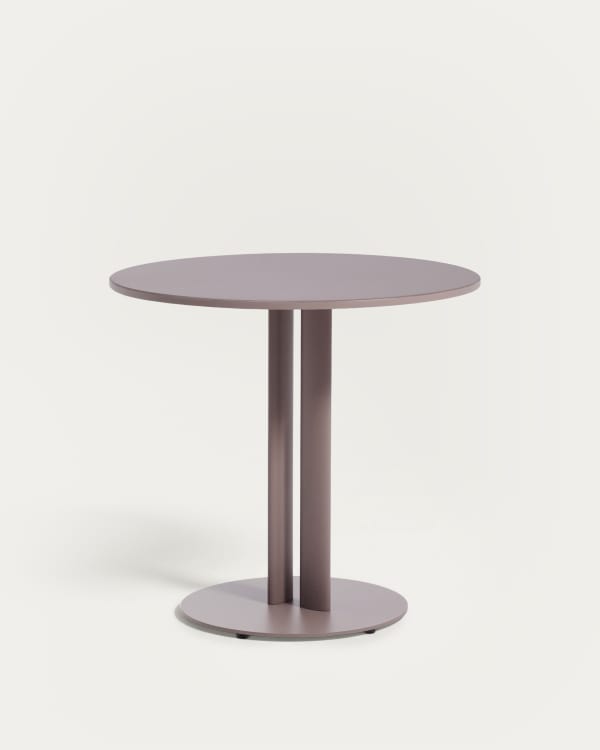 Table ronde d’extérieur Sedalis en acier avec plateau en aluminium taupe Ø 80 cm