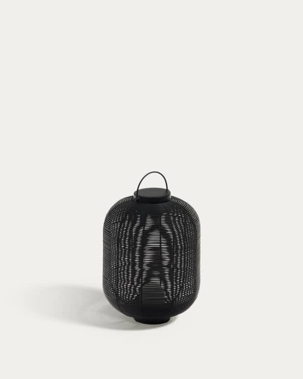 Saranella portable table lamp in black polyrattan