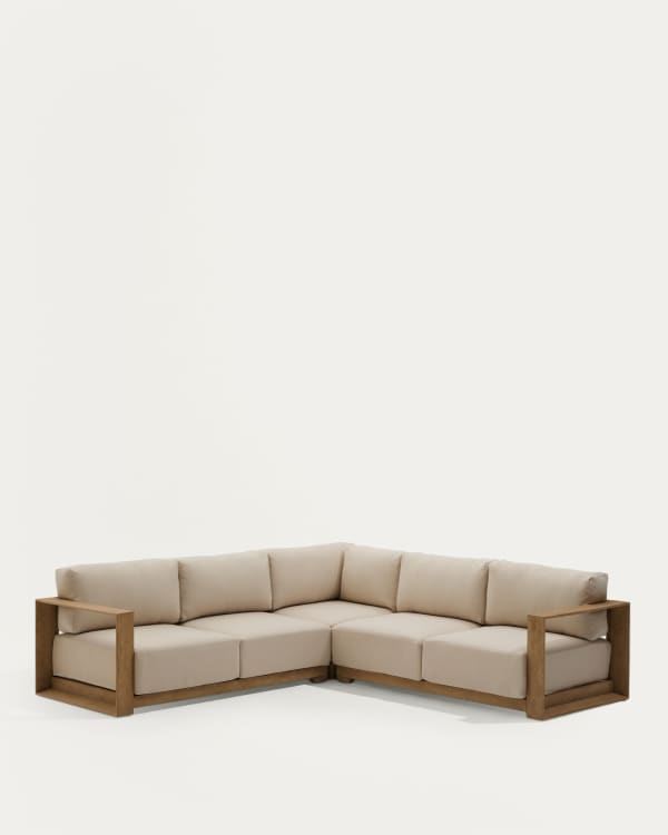 Ambra 5-zitshoekbank in massief acaciahout met klare afwerking 248 cm FSC 100%