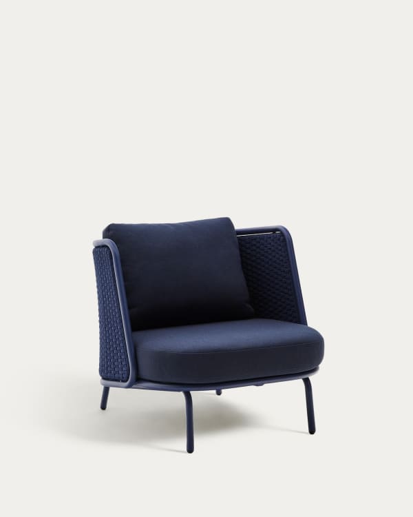 Fauteuil d’extérieur Sedalis en aluminium et corde bleue