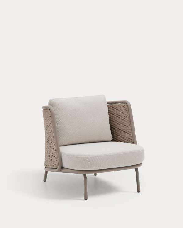 Fauteuil d’extérieur Sedalis en aluminium et corde taupe