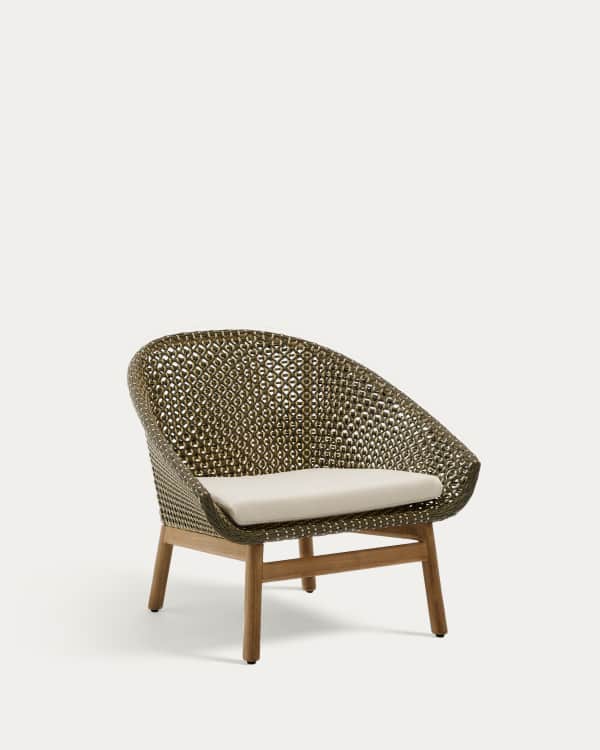 Olbia armchair made of synthetic rattan and FSC 100% solid teak wood