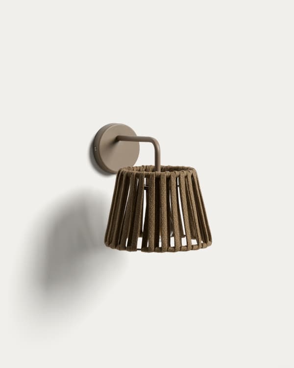 Aplique de pared para exterior Aldet de cuerda plana y metal beige