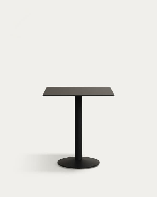 Taula d'exterior Esilda negre amb peu de metall amb acabat pintat negre 70 x 70 x 70 cm