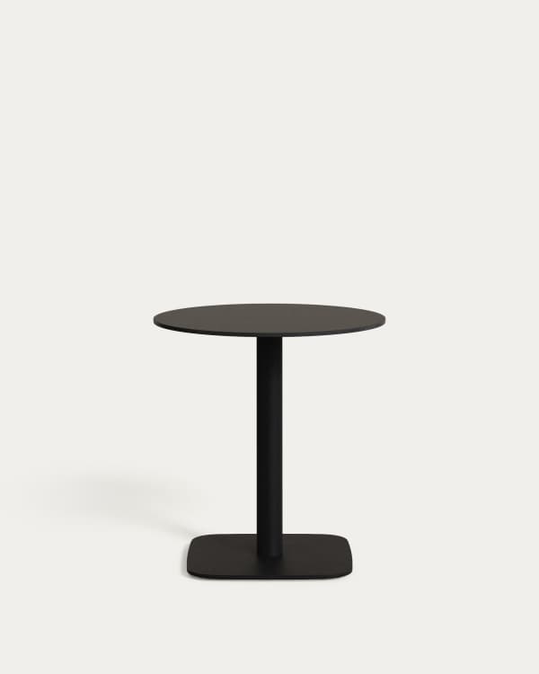 Taula rodona d'exterior Dina negre amb peu de metall amb acabat pintat negre Ø 68x70 cm