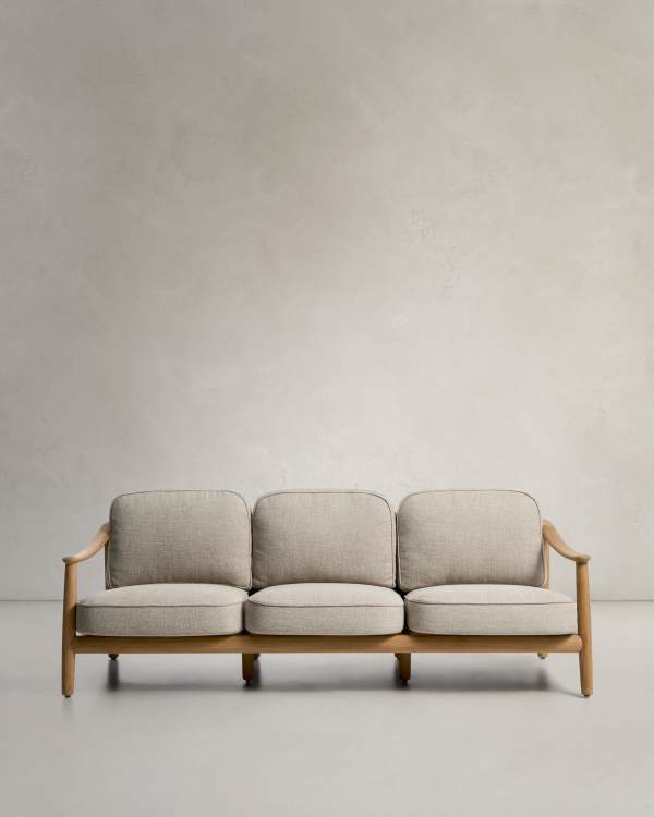 Divano 3 posti da esterno Elunda in teak massiccio FSC 100% 215 cm