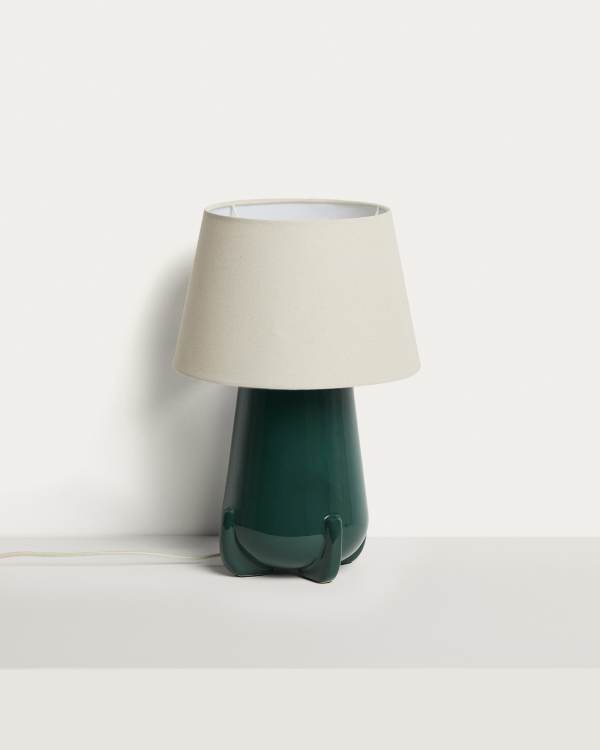 Tischlampe Odra aus grüner Keramik mit glänzendem Finish