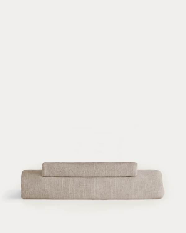 Bezug für Fußablage Anarela aus Leinen in Beige 80 x 80 cm