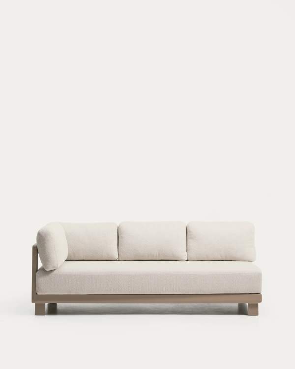 Nerano 3-seater sofa in taupe aluminium 208 cm