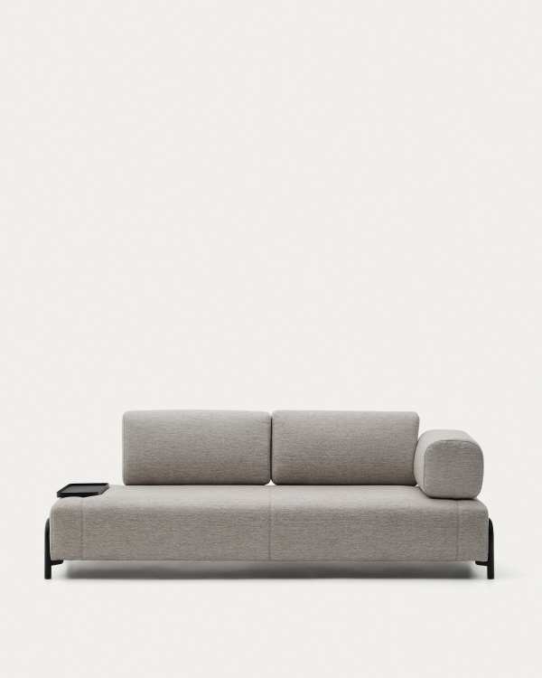 Compo 3-Sitzer Sofa beige-grau mit groem Tablett 252 cm | Kave Home