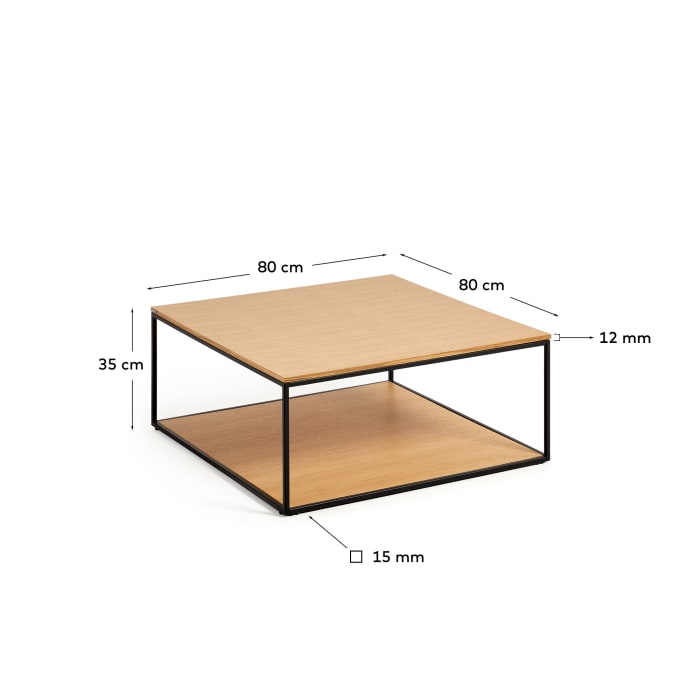 Yoana coffee table with oak wood veneer and painted black