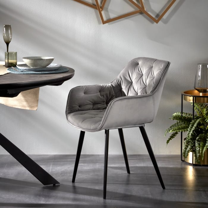 Chair Mulder grey velvet | Kave Home International Chair Mulder grey velvet | Kave Home International