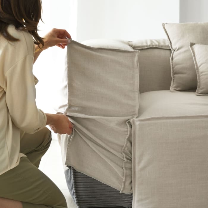 Cover for Blok 2-seater sofa in beige linen Kave Home Greece