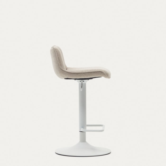 Zenda stool in beige chenille and matt white steel 81-102 cm FSC 100% |  Kave Home International