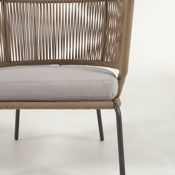 Nadin armchair in beige cord with galvanised steel legs