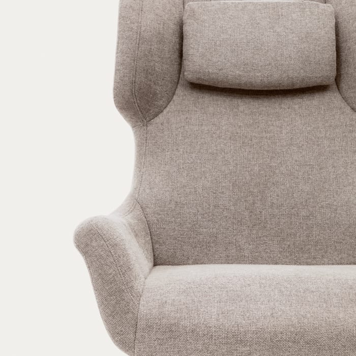 Zalina swivel armchair in beige chenille and steel with black finish FSC  100% | Kave Home International
