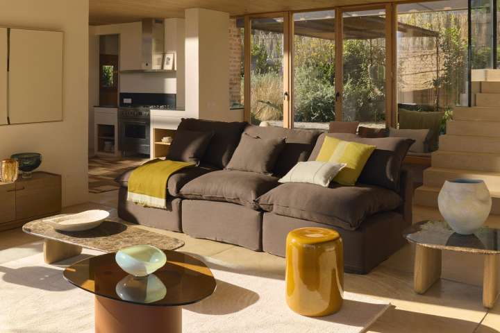Lin Chaged Canapé déhoussable Anarela 2 places en 100 % lin taupe 220 cm FSC Mix ...