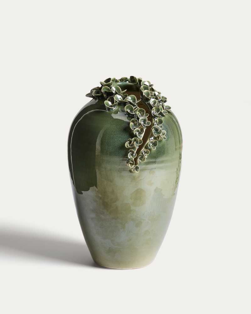 Ederia vase, olive green ceramic