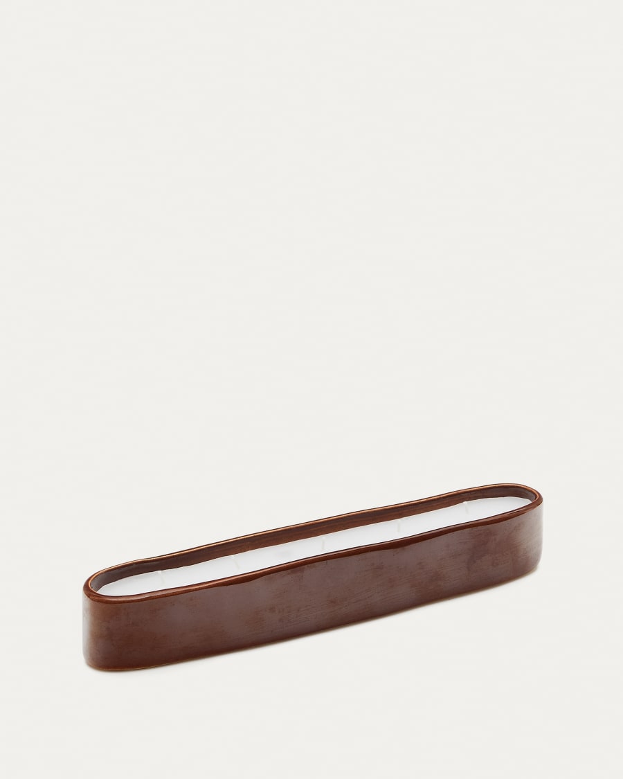 Sapira Ceramic Candle - Brown, 6 x 34.5 cm
