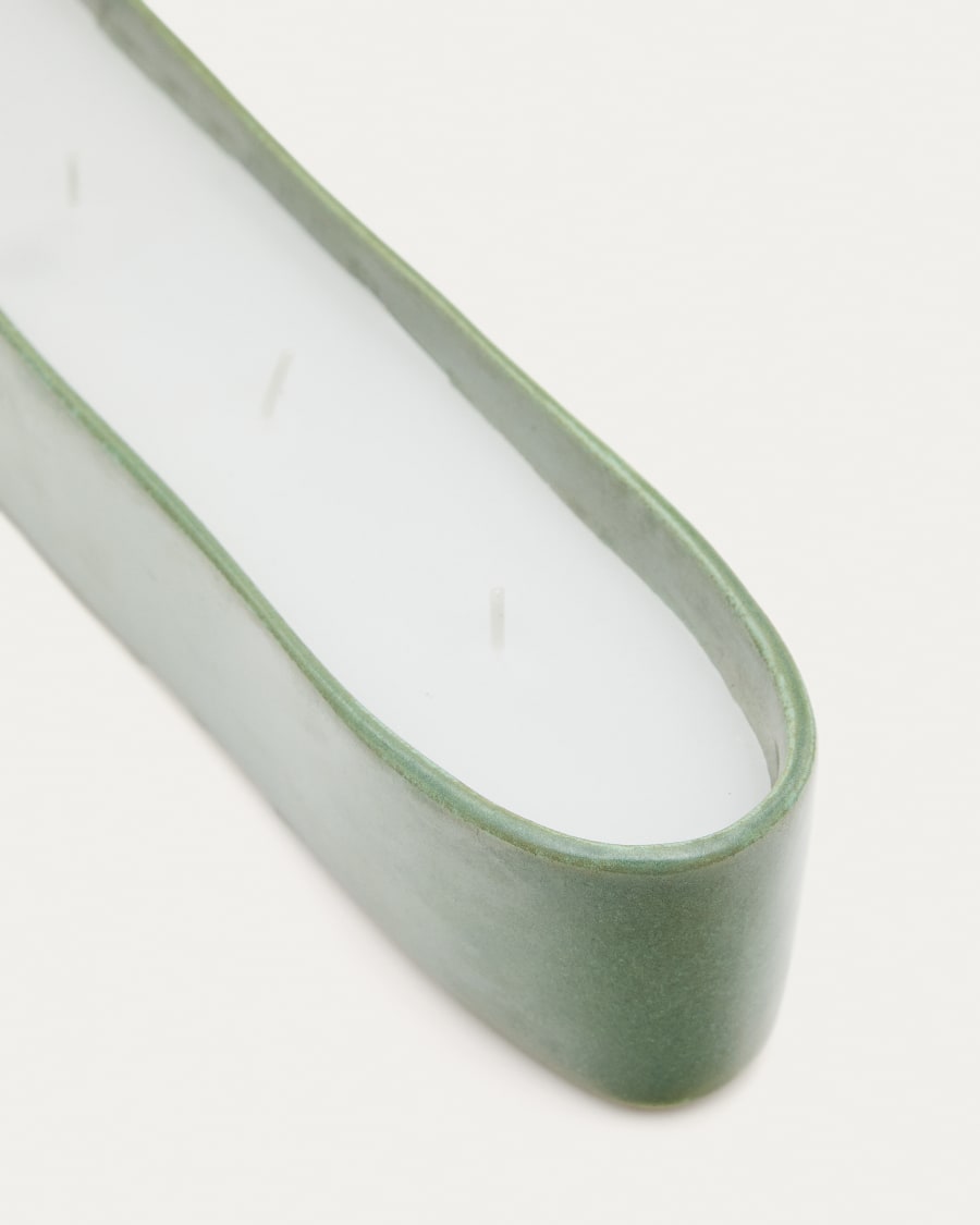 Sapira Ceramic Candle in Green, 6 x 34.5 cm