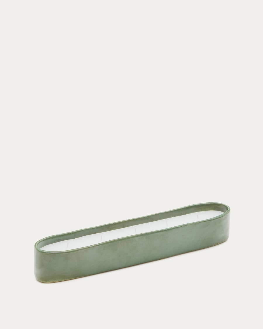 Sapira Ceramic Candle in Green, 6 x 34.5 cm