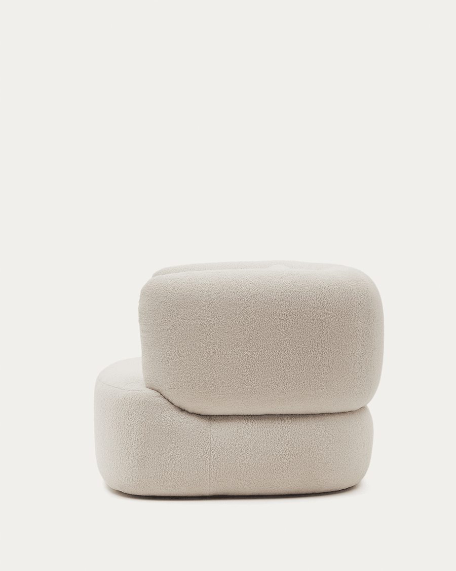 Martina swivel armchair in ecru bouclé with cushion FSC Mix Credit