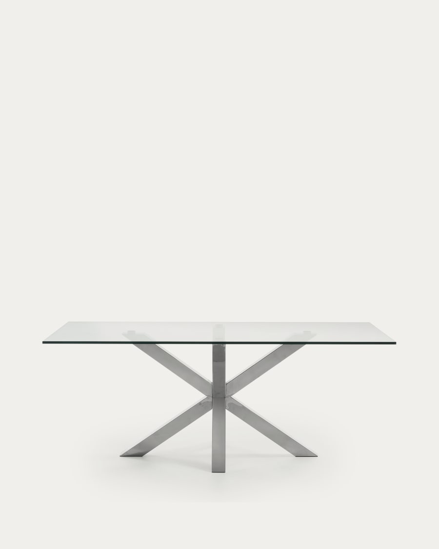 Argo glass table with stainless steel legs 200 x 100 cm