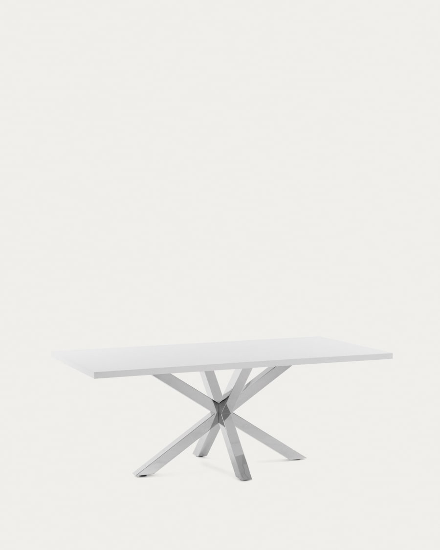 Argo table in melamine with black finish and stainless steel legs, 200 x 100 cm