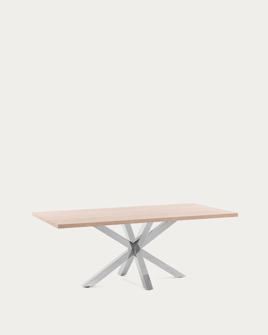 Argo table in melamine with natural finish and stainless steel legs 200 x 100 cm