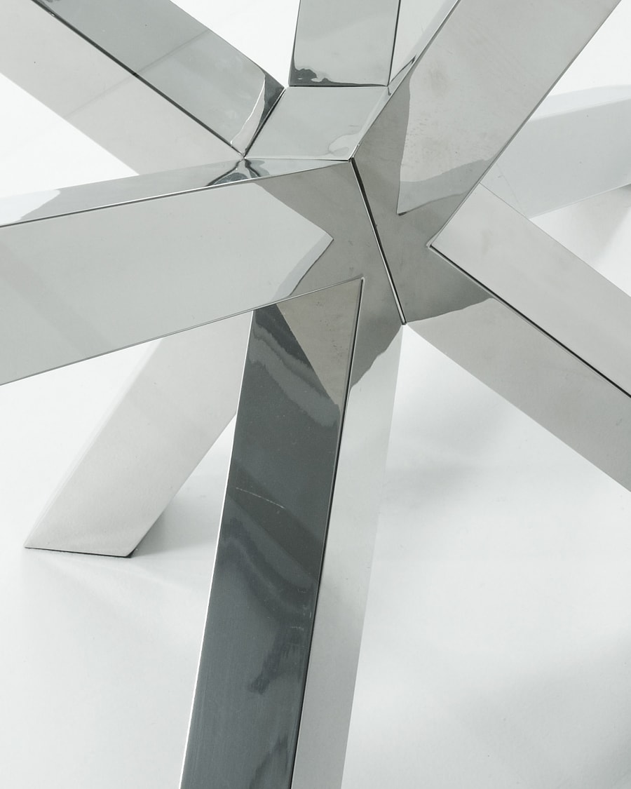 Argo glass table with stainless steel legs 180 x 100 cm