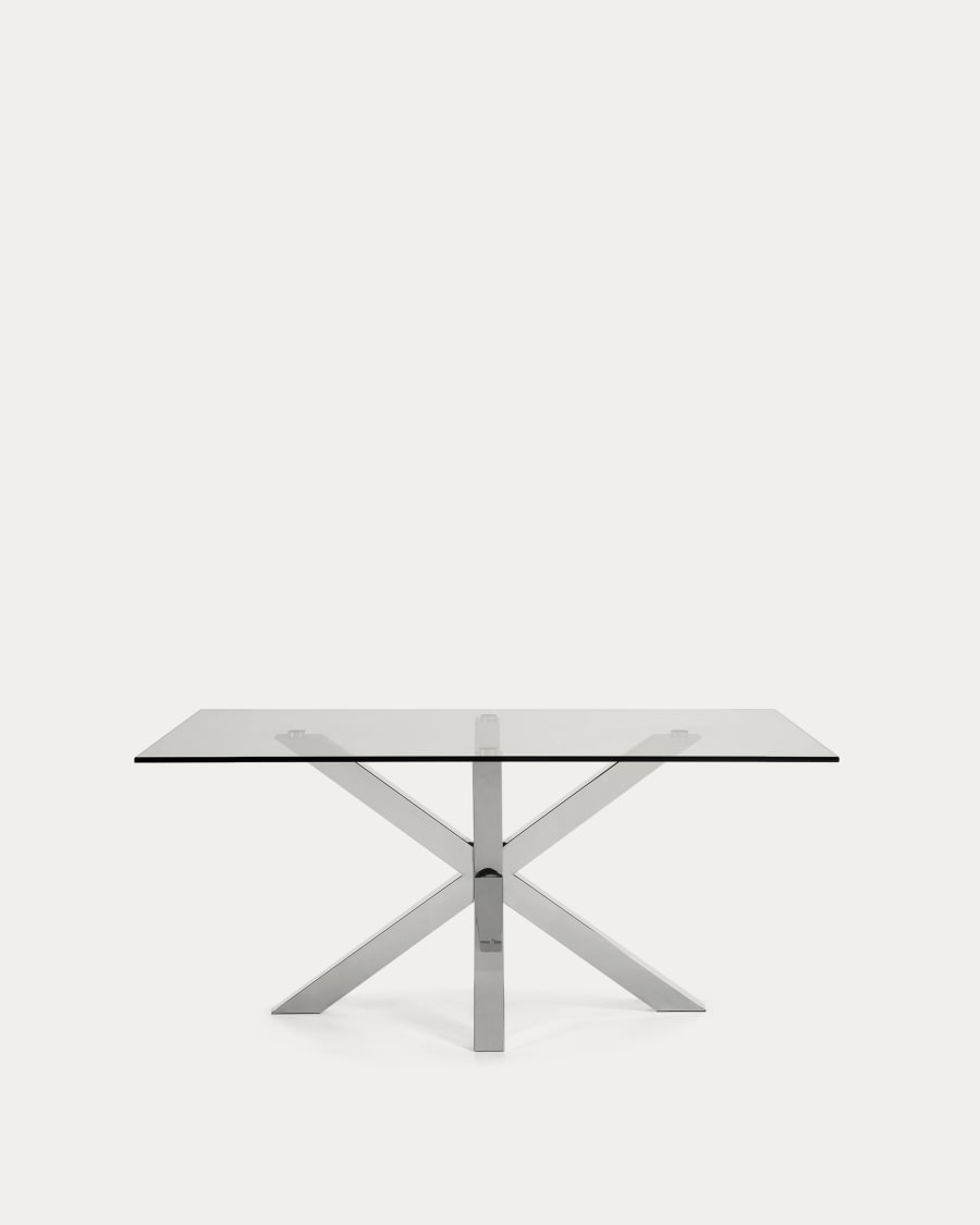 Argo glass table with stainless steel legs 180 x 100 cm