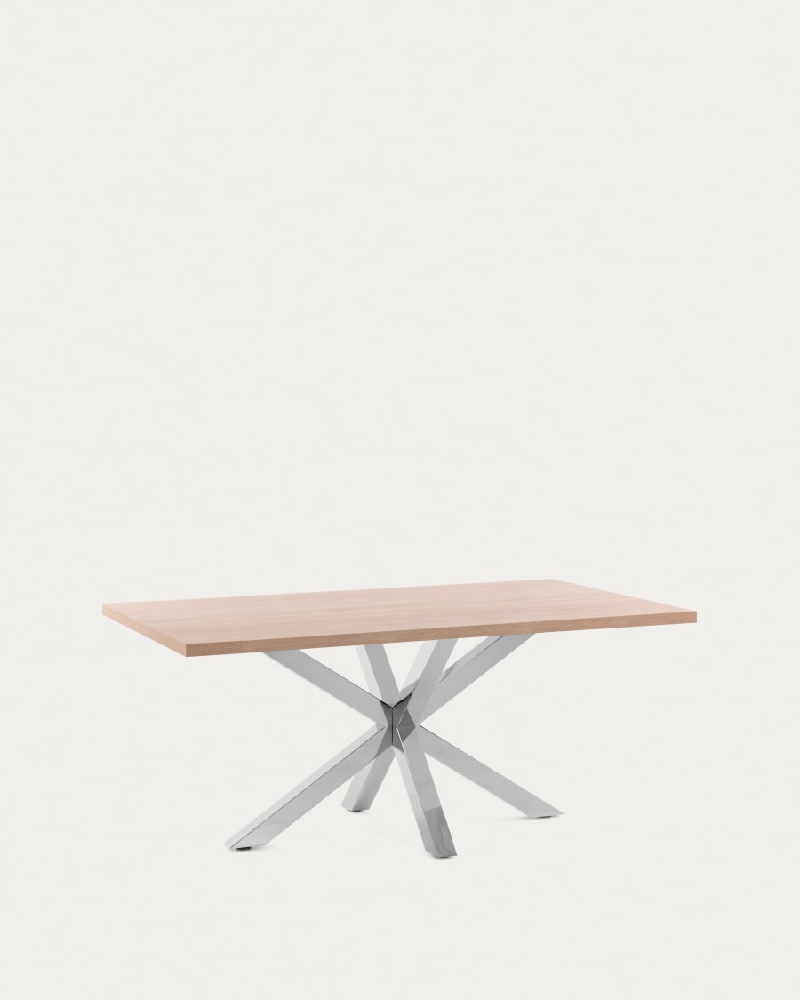 Argo table in melamine with natural finish and stainless steel legs 180 x 100 cm