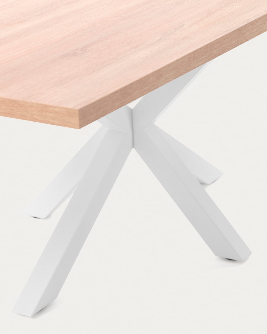 Argo table in melamine with natural finish and steel legs with white finish 200 x 100 cm