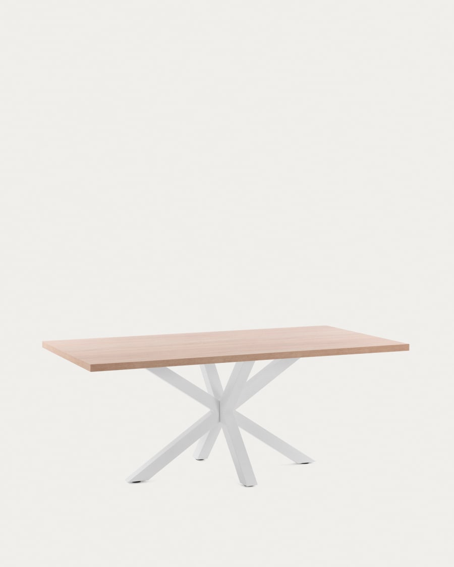 Argo table in melamine with natural finish and steel legs with white finish 200 x 100 cm
