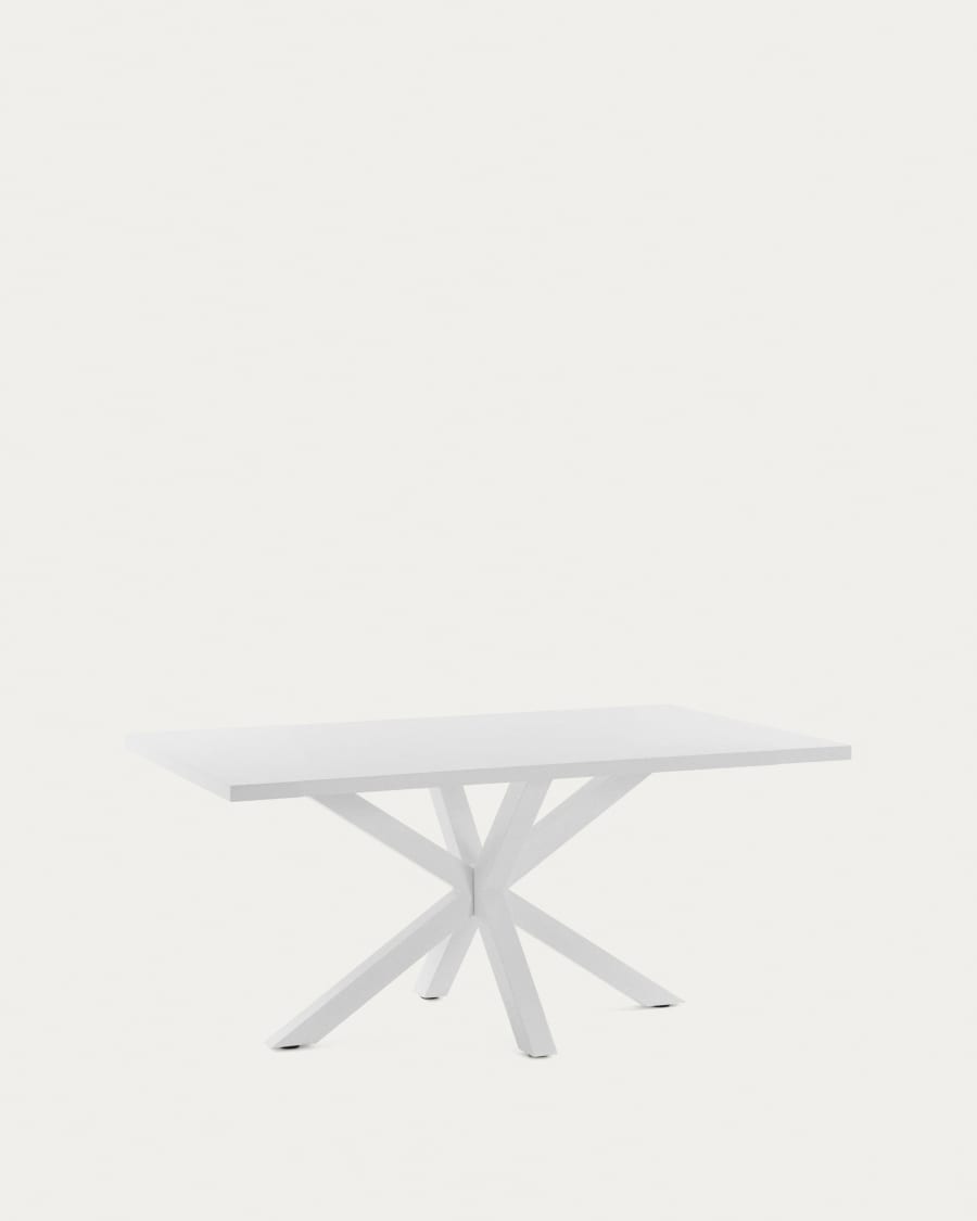 Argo table in melamine with white finish and steel legs with white finish 180 x 100 cm