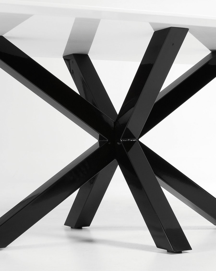 Argo table in melamine with white finish and steel legs with black finish 200 x 100 cm