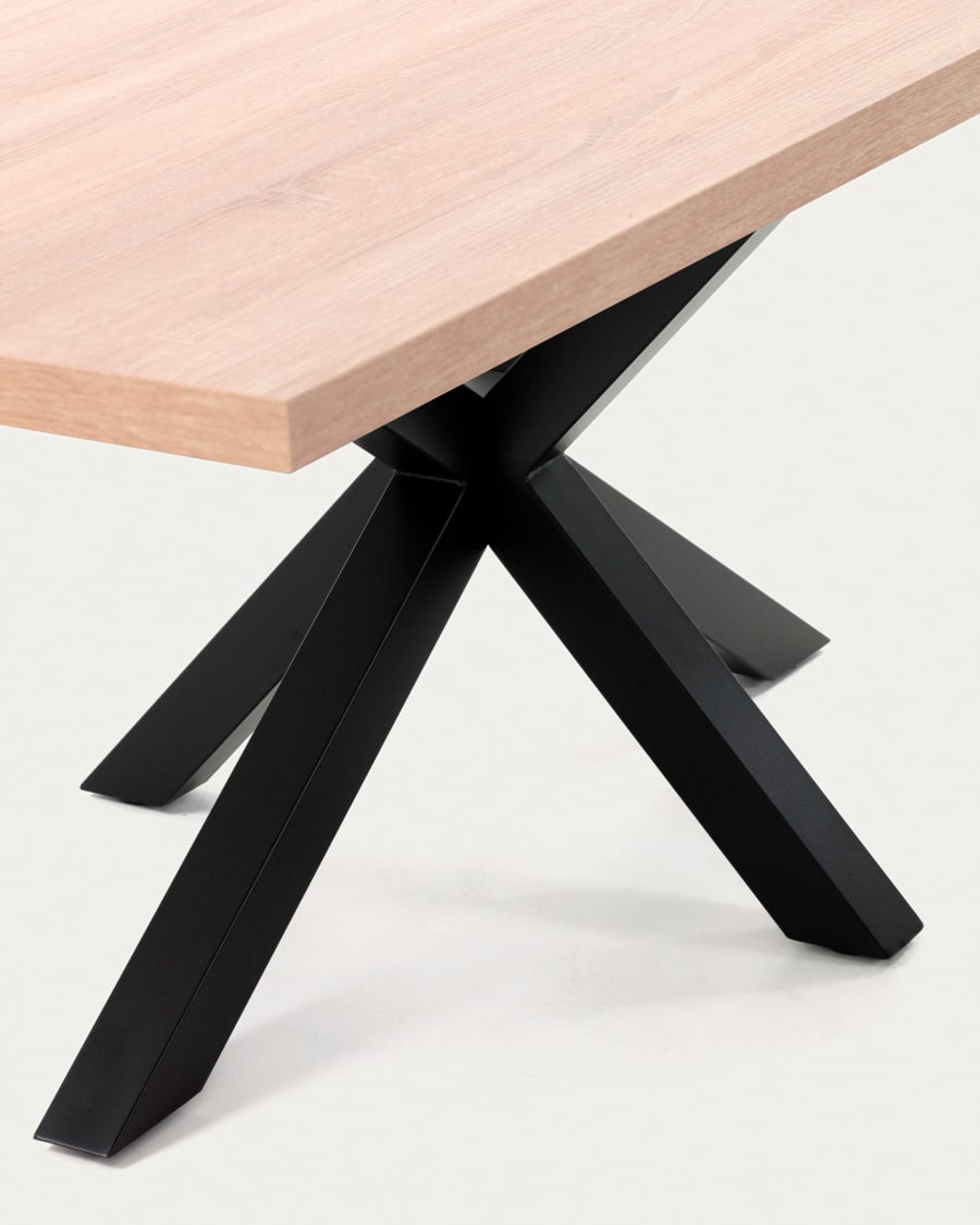Argo table in melamine with natural finish and steel legs with black finish 180 x 100 cm
