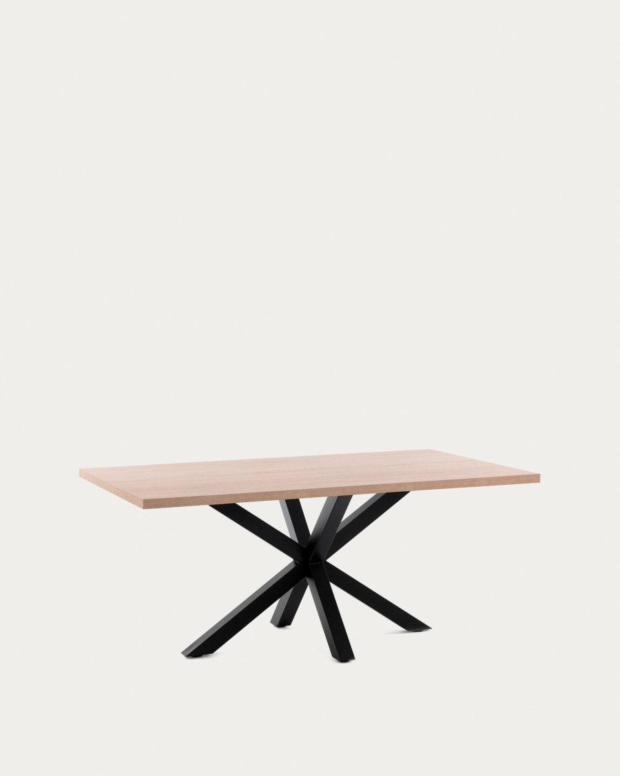 Argo table in melamine with natural finish and steel legs with black finish 180 x 100 cm