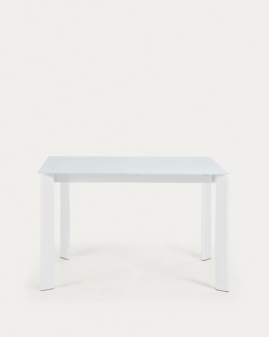 Axis white glass extendable table with white steel legs 120 (180) cm