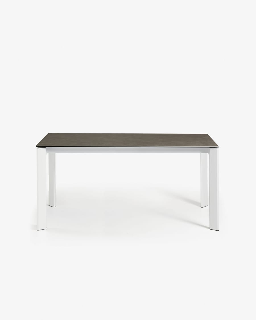 Axis Ausziehtisch Feinsteinzeug Vulcano Ceniza Finish Stahlbeine in Weiß 140 (200) cm
