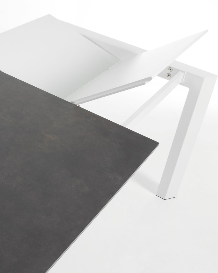 Axis Ausziehtisch Feinsteinzeug Vulcano Roca Finish Beine in Weiß 140 (200) cm