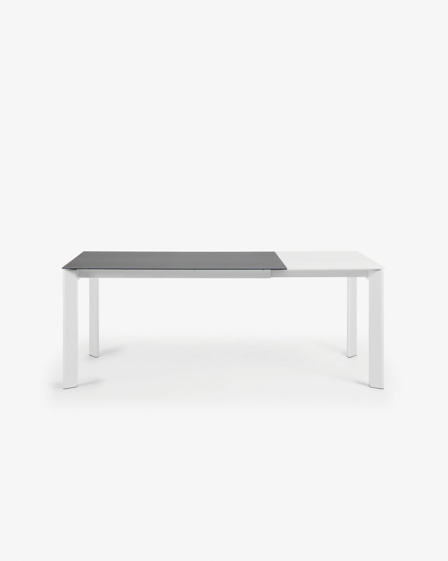 Axis Ausziehtisch Feinsteinzeug Vulcano Roca Finish Beine in Weiß 140 (200) cm