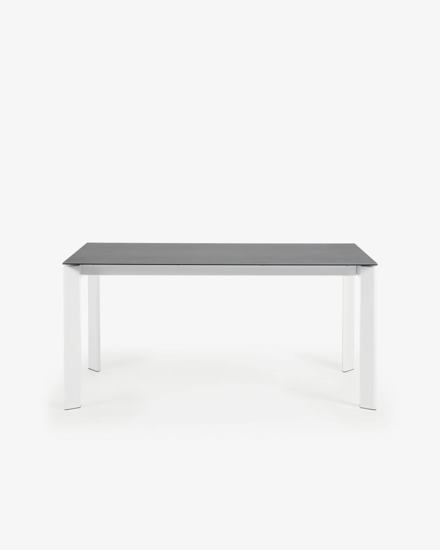 Axis porcelain extendable table in Volcano Rock finish with white legs 160 (220) cm