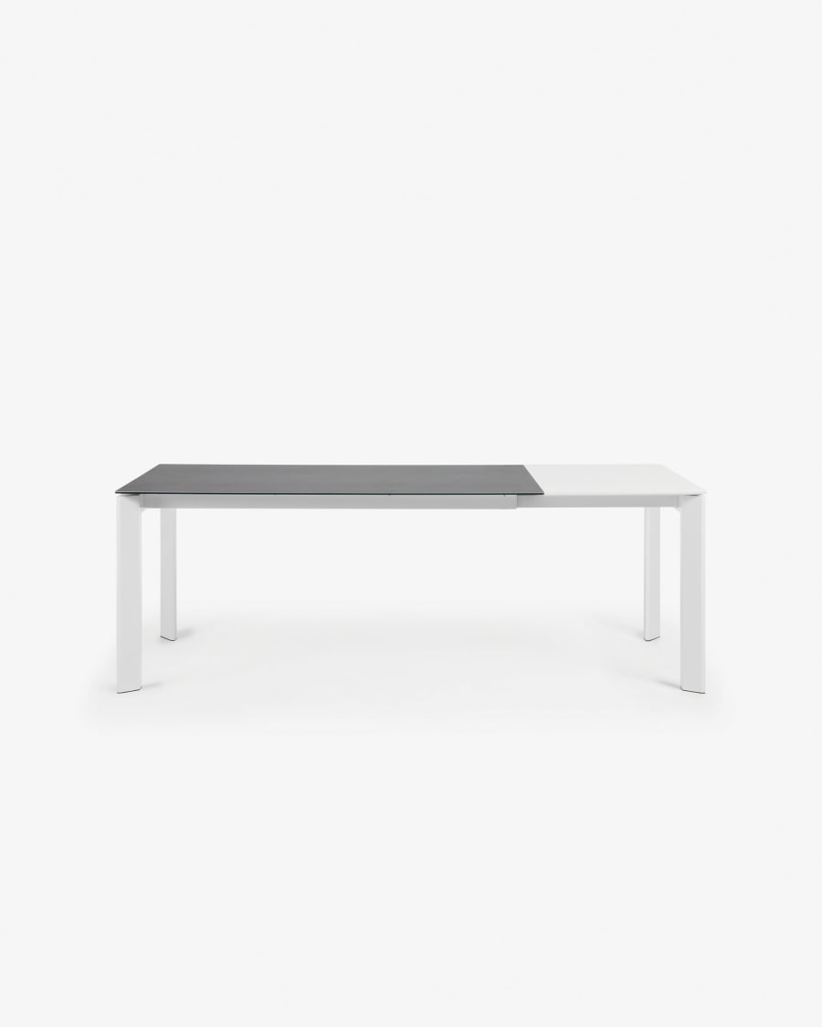 Axis porcelain extendable table in Volcano Rock finish with white legs 160 (220) cm