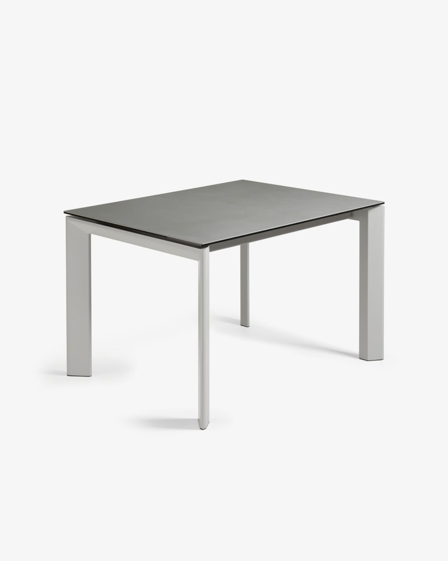 Axis Ausziehtisch Feinsteinzeug mit Hydra Plomo Finish und Stahlbeine grau 120 (180) cm