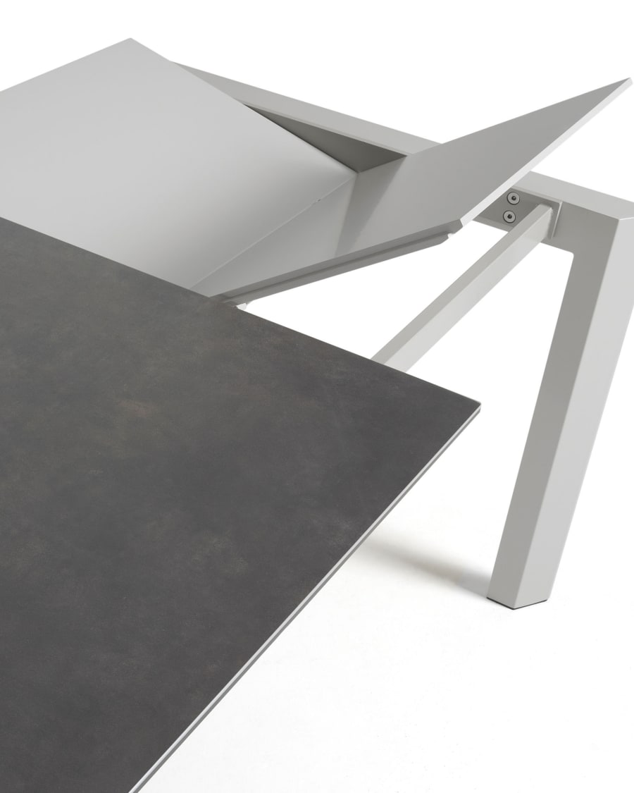 Axis Ausziehtisch Feinsteinzeug Vulcano Roca Finish Beine in Grau 120 (180) cm